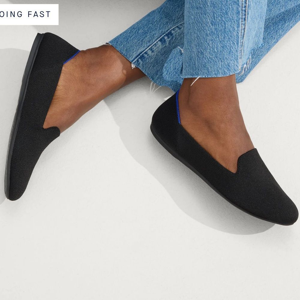 Rothy's Black Flats with Blue Trim - Picture 2 of 12